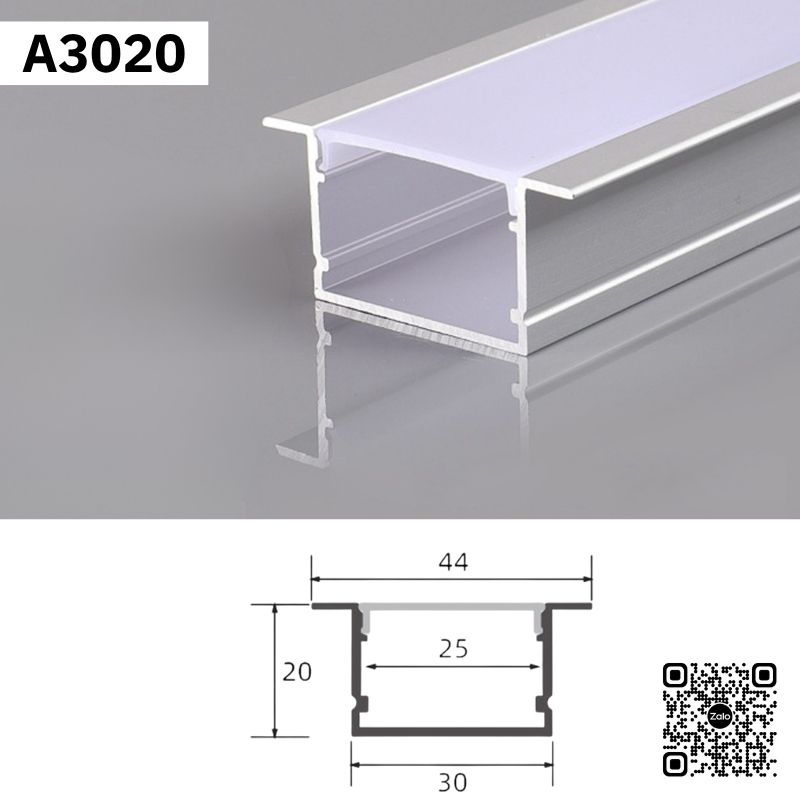 Thanh Nhôm LED Lắp Âm Loại Dày - Dài 2m | A3020